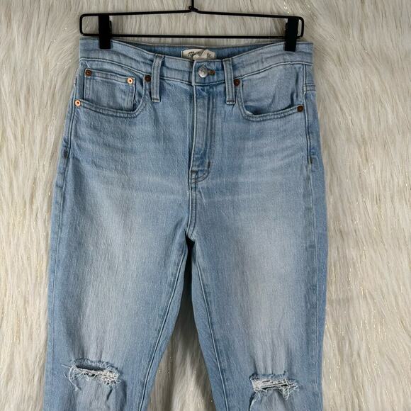 Madewell The High Rise Slim Crop Boyjean Ripped Edition Light Wash Distressed 26 - Picture 2 of 12